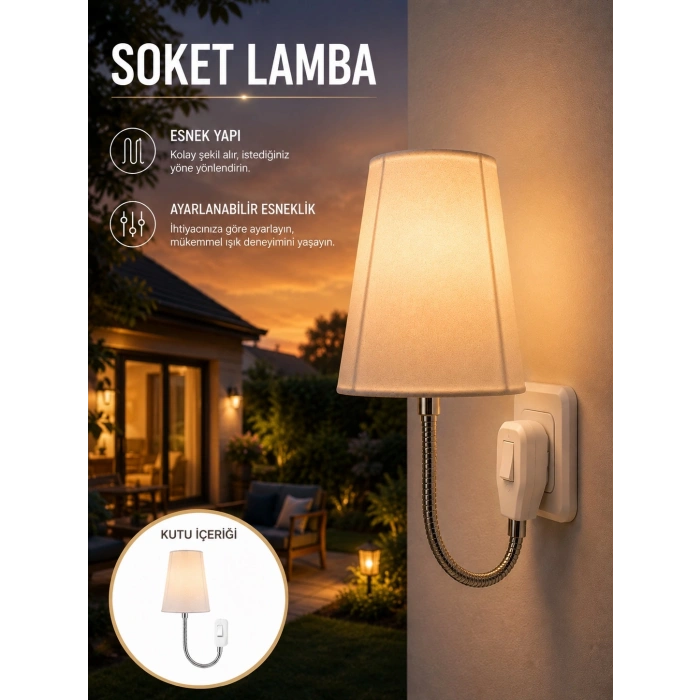 Ayarlanabilir Soket Lamba Gece Okuma Işığı