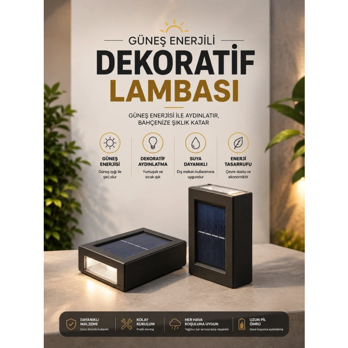 Bahçe Aydınlatması Solar Güneş Enerjili Dekoratik Led Işıklı Lamba
