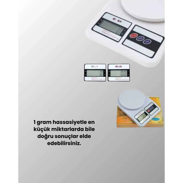 Beyaz Plastik Dijital Mutfak Tartısı – 24x16.8x1.5cm