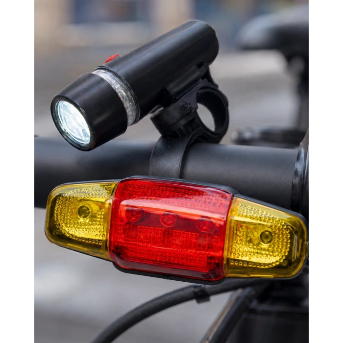 Bisiklet Emniyet Işığı Seti Güçlü Led Ön Far Arka Stop Lambası