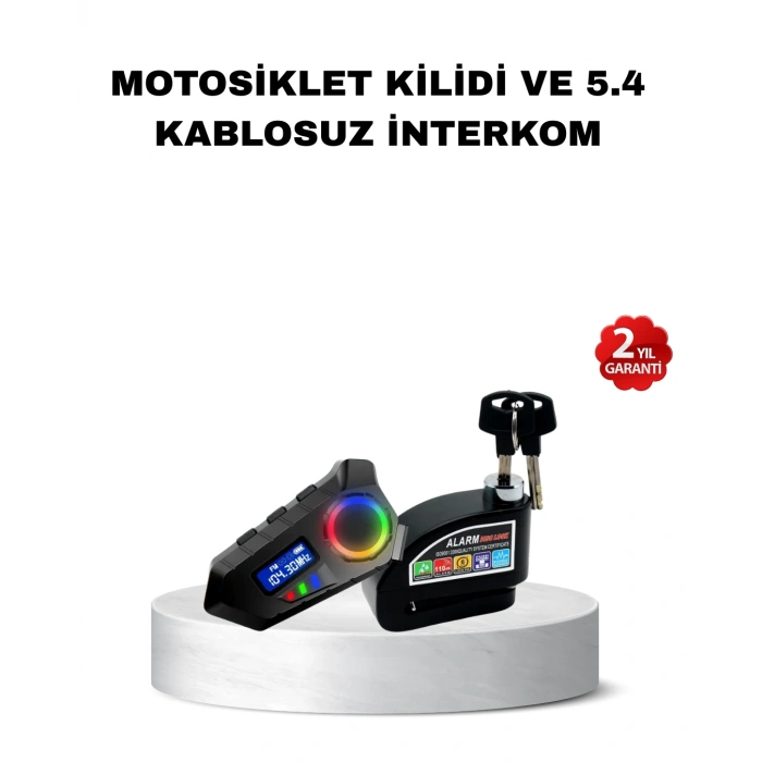 Bluetooth 5.4 İntercom Ve Alarmlı Disk Kilidi Seti Güçlü Ses Ve Güvenlik