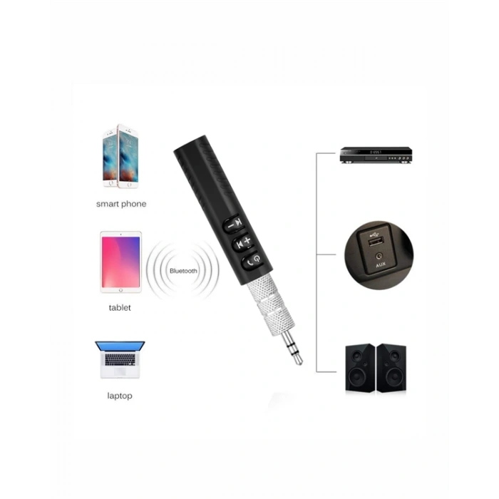 Bluetooth Aux Adaptör | 3.5mm Ses Girişi İçin Kablosuz Dönüştürücü, 10m Menzil