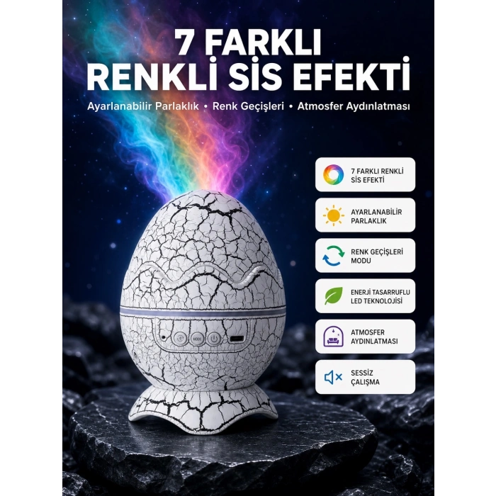 Bluetooth Hoparlör Özellikli 7 Renkli Gece Aydınlatması
