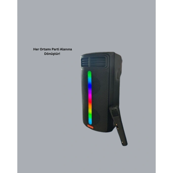Bluetooth Işıklı Hoparlör – 2x5w Güç | Usb + Tf Kart + Fm Radyo | Siyah Renk