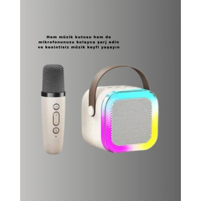 Bluetooth Karaoke Mikrofon Ve Hoparlör Seti Taşınabilir