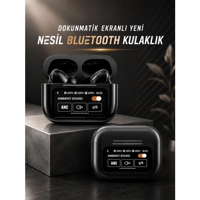 Bluetooth Kulaklık Kablosuz Ekranlı Anc/enc Destekli Dokunmatik