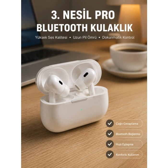Bluetooth Kulaklık Kulak İçi Silikonlu Stereo Yüksek Ses Kaliteli Dokunmatik