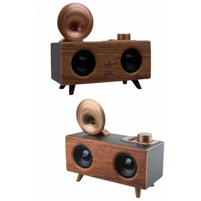 Bluetooth Nostalji Speaker Radyo Gramofon Ahşap Renk Vintage Yeni Nesil