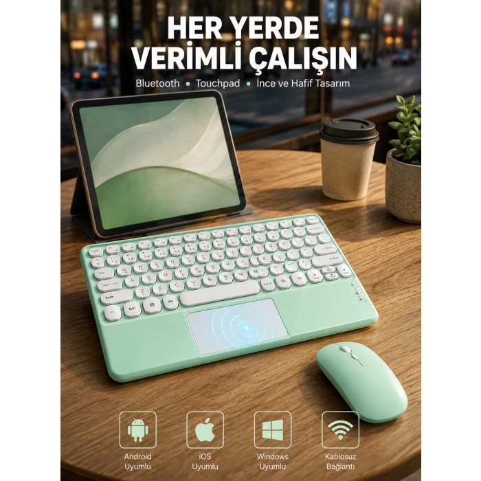 Bluetooth Touchpad Klavye Ultra İnce Taşınabilir Q Klavye Yeni Nesil