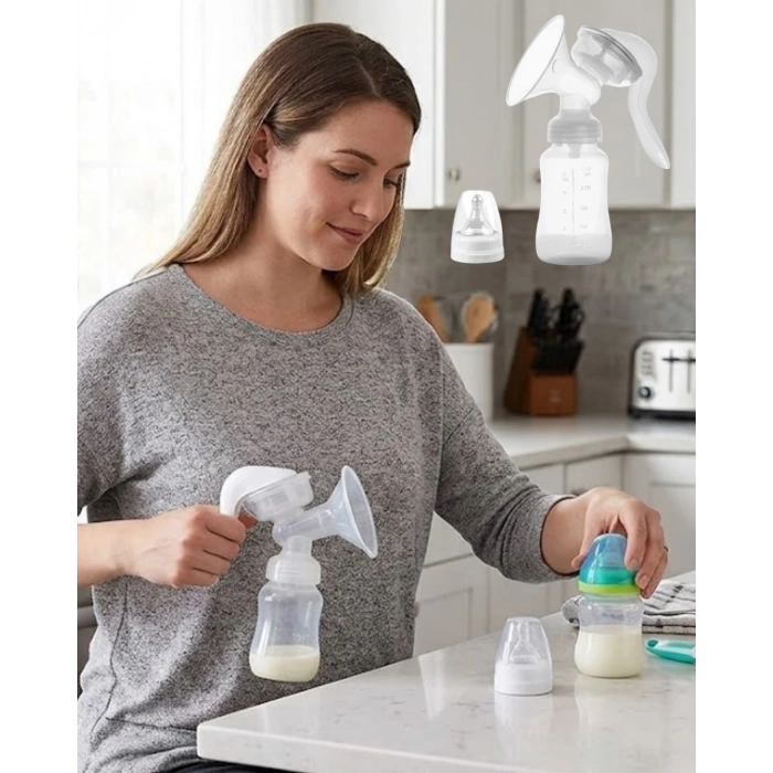 Bpa İçermez Manuel Anne Sütü Pompası Biberon Başlıklı Ergonomik