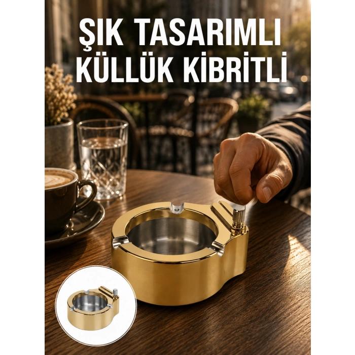 Çakmak Entegreli Küllük Yeniden Doldurulabilir Metal Gövde Yeni Nesil