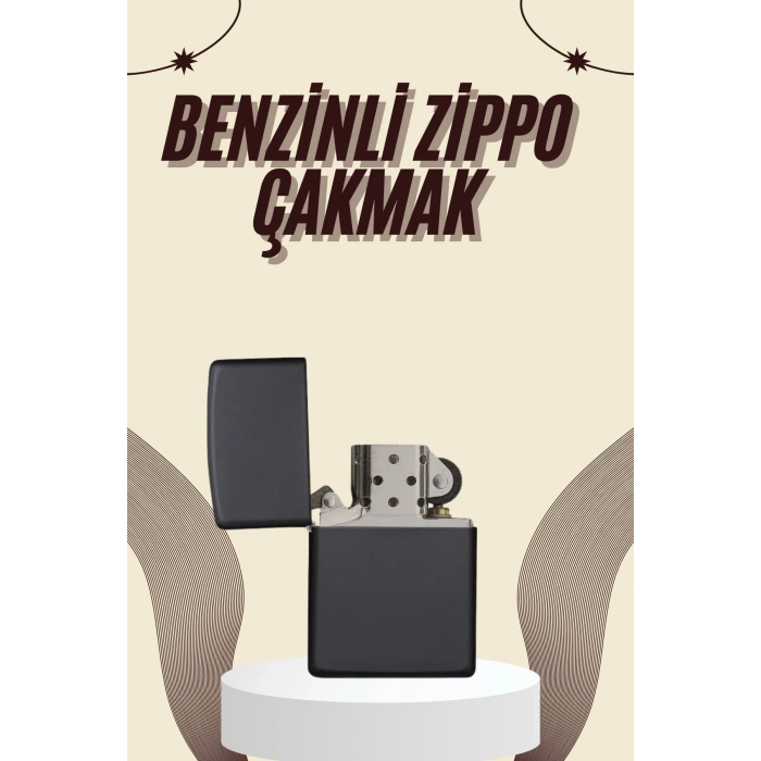 Çakmak Parlak Siyah Benzinli Çakmak Cep Boy Doldurulabilir