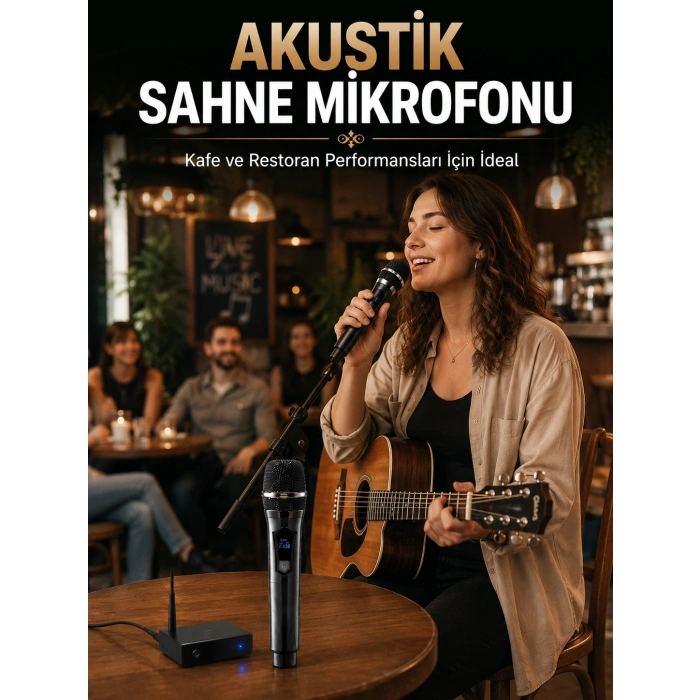 Çift Kablosuz El Mikrofonu Net Ses Kalitesi Ve Dijital Gösterge