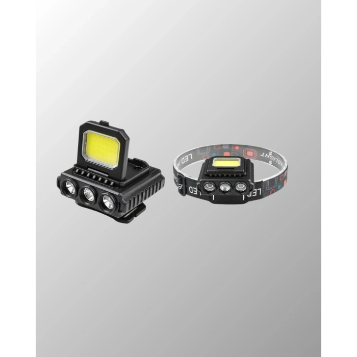 Cob + Xpe Led Kafa Feneri 800 Lumen Usb Type C Şarjlı Çok Modlu