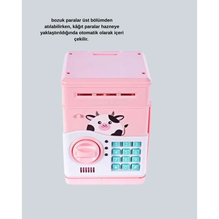 Çocuklar İçin Pembe Atm Görünümlü Elektronik Kumbara