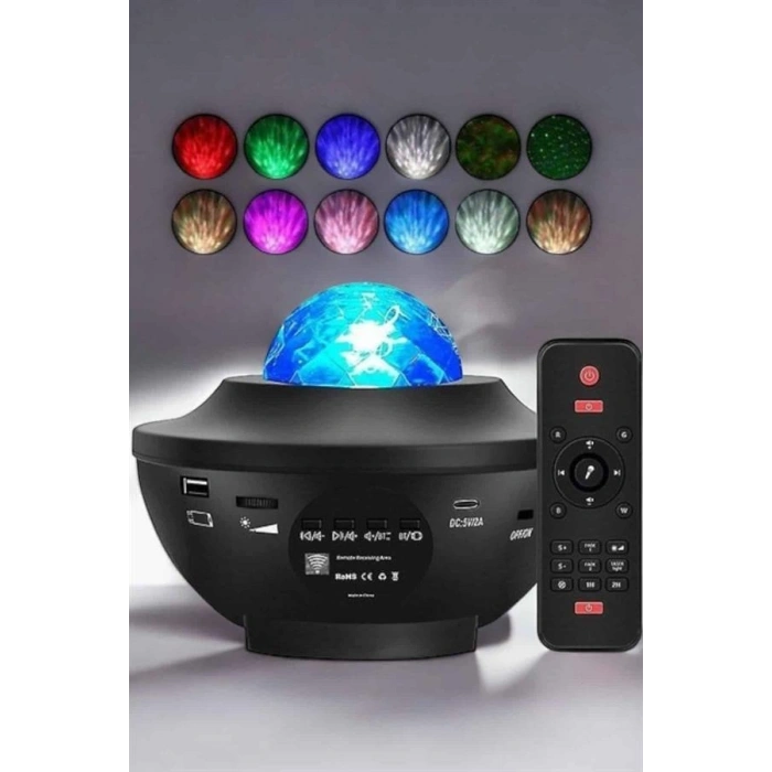 Çocuklara Özel Şarjlı Bluetooth Hoparlör Parti Led Lambası Yıldızlı Projeksiyon