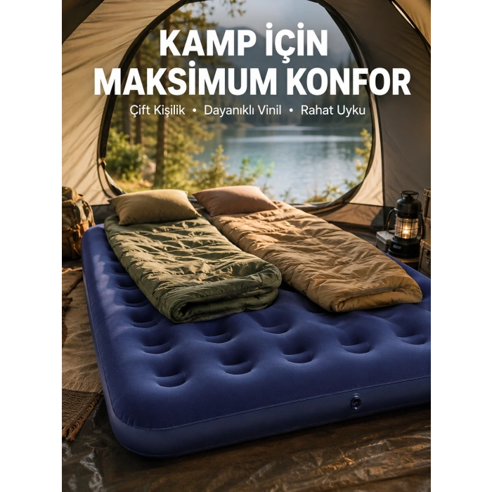 Kamp Ve Festival İçin Şişirilebilir Yatak Çift Kişilik Sağlam Yapı