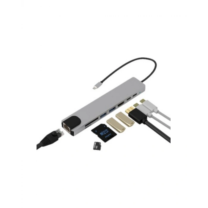 Çok Fonksiyonlu Type C Hub Usb Hdmı Ethernet Kart Okuyucu