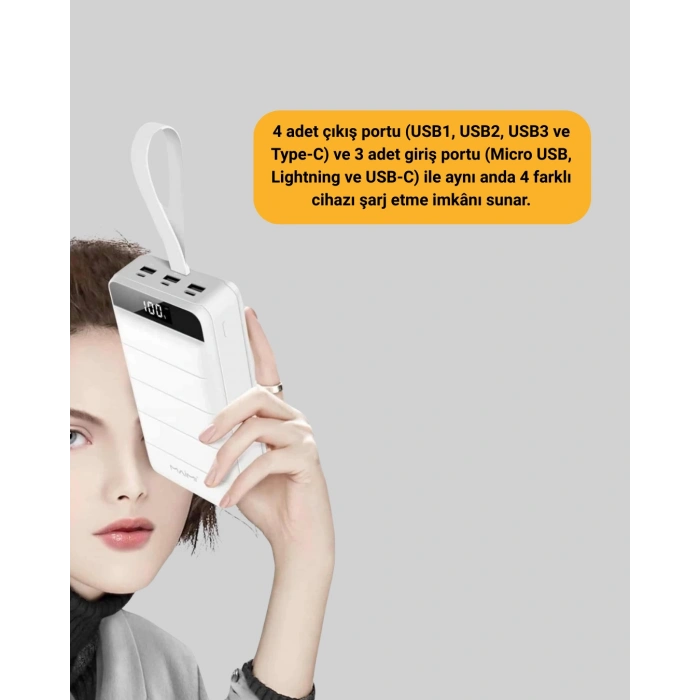 Çoklu Cihaz Uyumlu Led Ekranlı 50000 Mah Powerbank