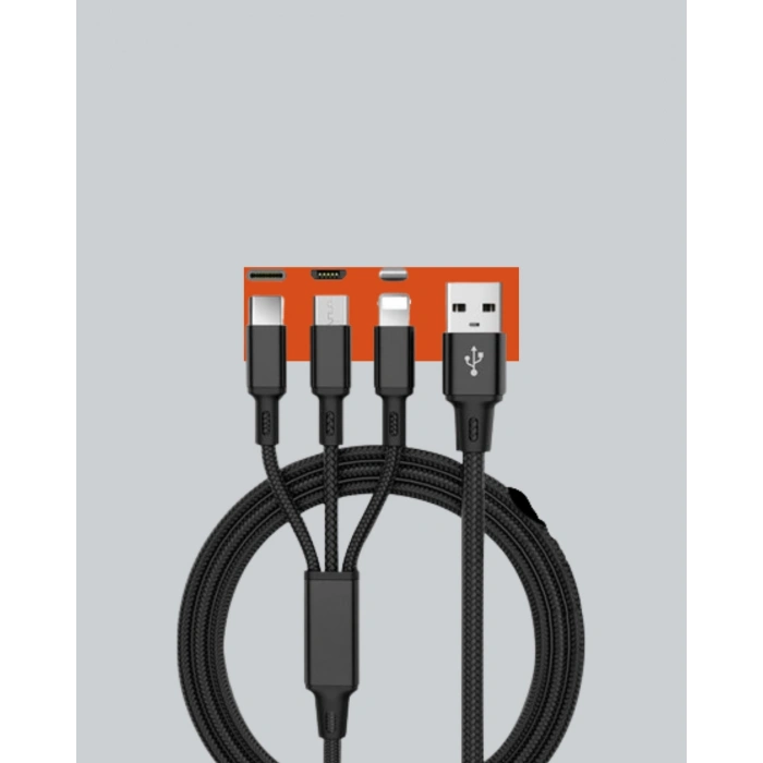 Çoklu Usb Şarj Kablosu – 1,2m Hızlı Şarj, 3a Güçlü Akım