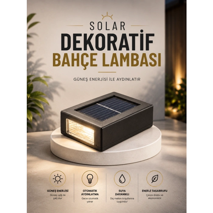 Dekoratif Duvar Lambası Solar Güneş Enerjili Bahçe Aydınlatması