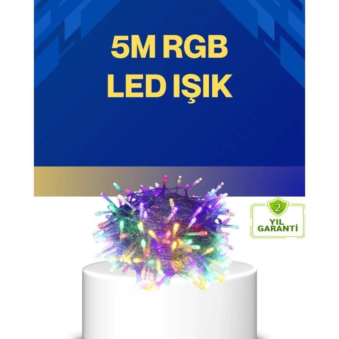 Dekoratif Peri Led 5 M 50 Ampullü Şeffaf Kablo Aydınlatma