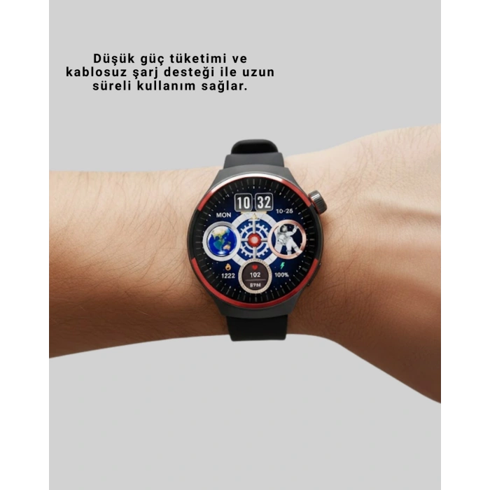 Dokunmatik Akıllı Saat Kablosuz Şarj Amoled Ekran Yeni Nesil