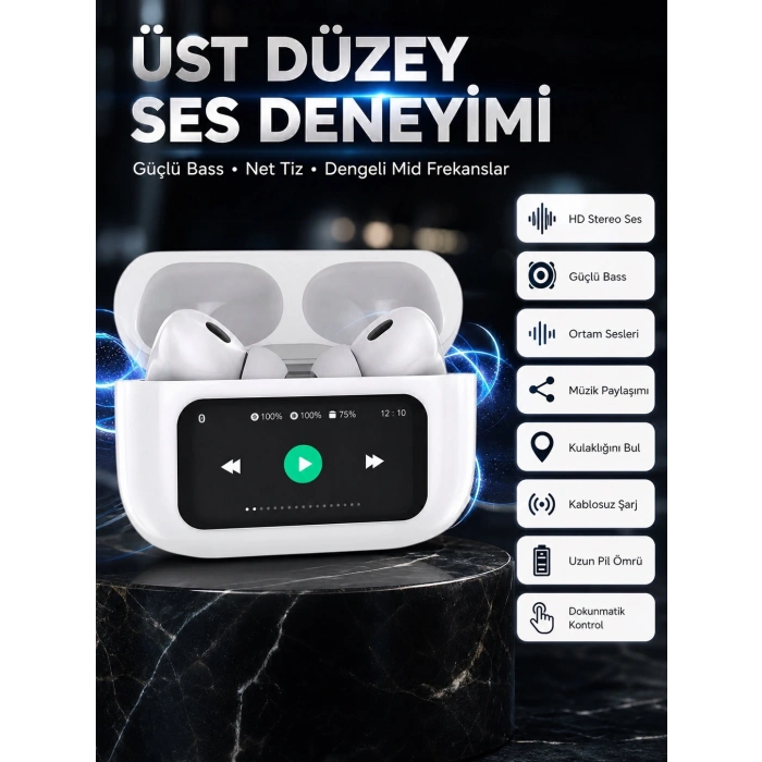 Dokunmatik Ekranlı Bluetooth Kulaklık Tws İos Android Tüm Telefonlara Uyumlu Kulaklık Yeni Nesil