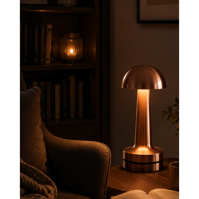 Dokunmatik Mantar Gece Lambası Bronz Led Masa Aydınlatması