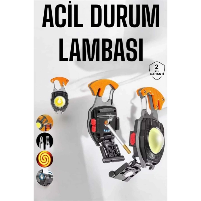 El Feneri Acil Işık Seti Tornavida Düdük Kapak Açma Kamp Lambası