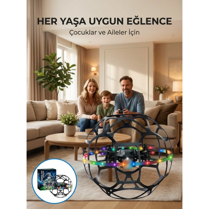 El Sensörlü Uçan Top Drone Çocuklar İçin Led Işıklı Eğlence Oyuncağı