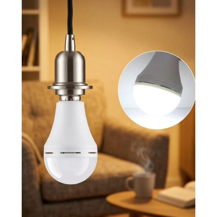 Elektrik Kesintisinde Yanan Şarjlı Led Ampul E27 6500k Güçlü Işık