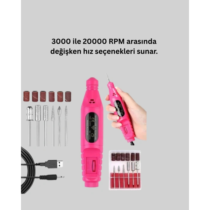 Elektrikli Manikür Pedikür Törpü Seti 6 Başlıklı