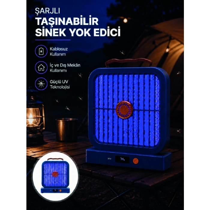 Elektrikli Sinek Öldürücü 365nm Uv Işıklı Masaüstü Cihaz Mavi Renk