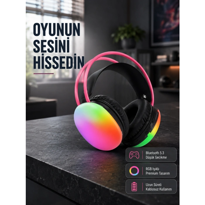 Ergonomik Rgb Bluetooth Kulaklık 3d Ses Yeni Nesil