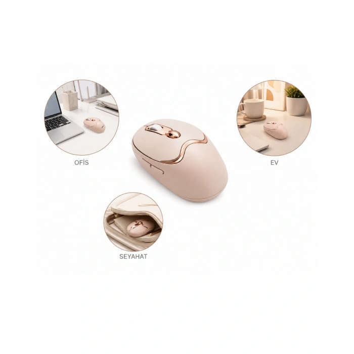 Ergonomik Tasarımlı Kablosuz Mouse Bluetooth Ve Usb Alıcılı