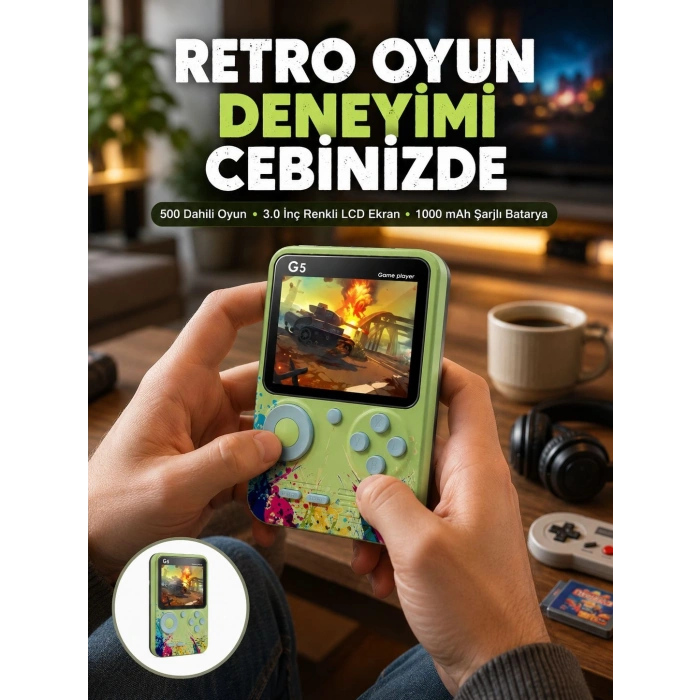 G5 Game Box Retro Mini Oyun Konsolu – 500 Dahili Oyun Yeni Nesil