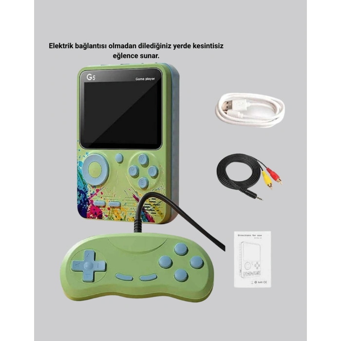 G5 Taşınabilir Retro Game Box 500 Oyunlu Şarjlı Mini Oyun Konsolu