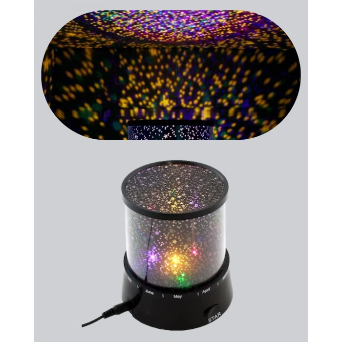 Galaxy Efektli Led Projektör Taşınabilir Yıldız Gece Lambası