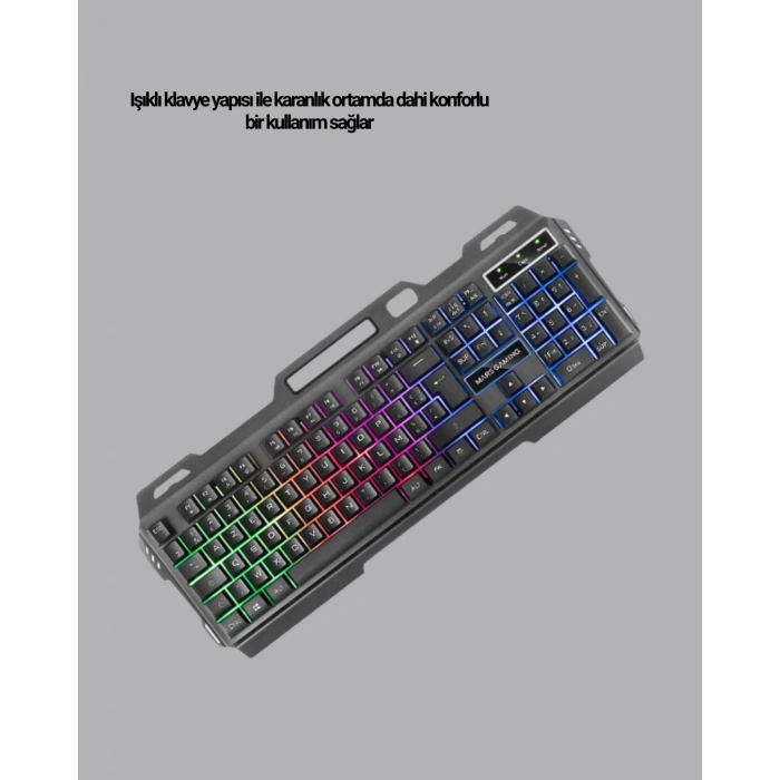Gaming Set Işıklı Klavye Mouse + Bluetooth 5.2 Kulaklık Oyuncu Paketi
