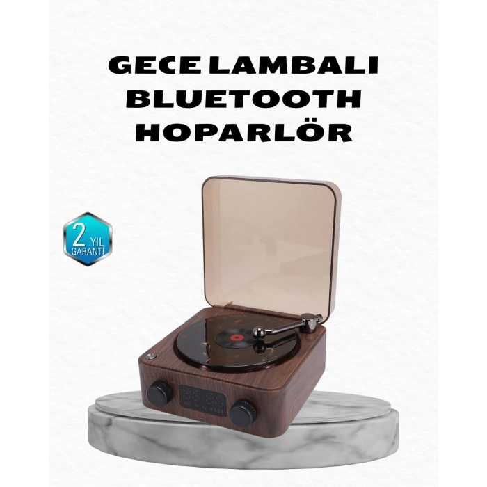 Gece Lambası Bluetooth Hoparlör Dijital Saat Çok Fonksiyonlu Su Dalgası Işıklı