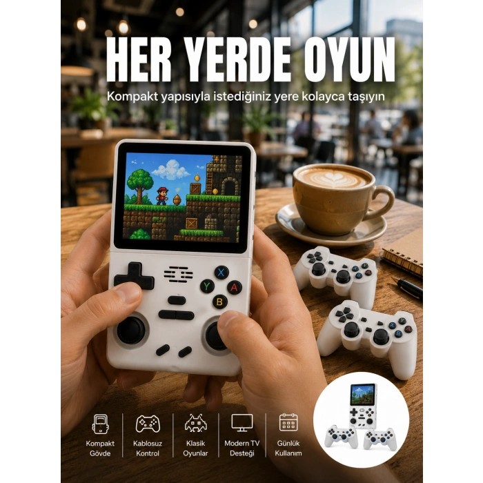 Geniş Ekranlı Taşınabilir Retro Oyun Konsolu Yeni Nesil