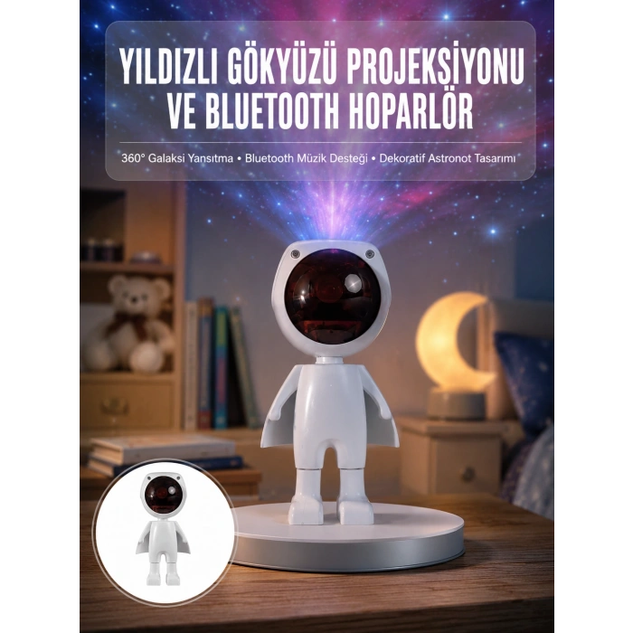 Gün Batımı Lambası Işık Arka Plan Projektör Sevimli Astronot Enerji Tasarruflu Yeni Nesil