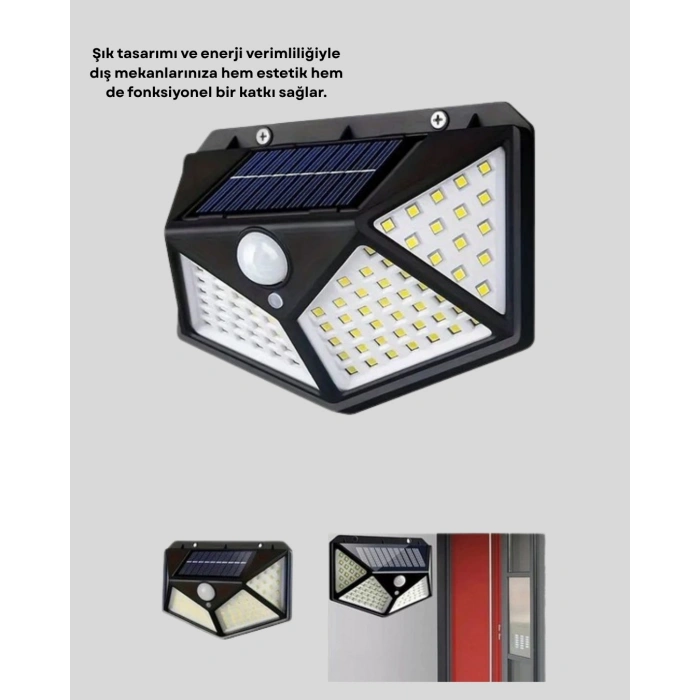 Güneş Enerjili Aydınlatma 100 Led Sensörlü Solar Dış Mekan Lamba