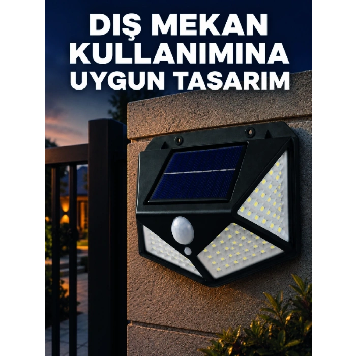 Güneş Enerjisi İle Şarj Olan Hareket Sensörlü 3 Modlu Led Dış Mekan Duvar Aydınlatması