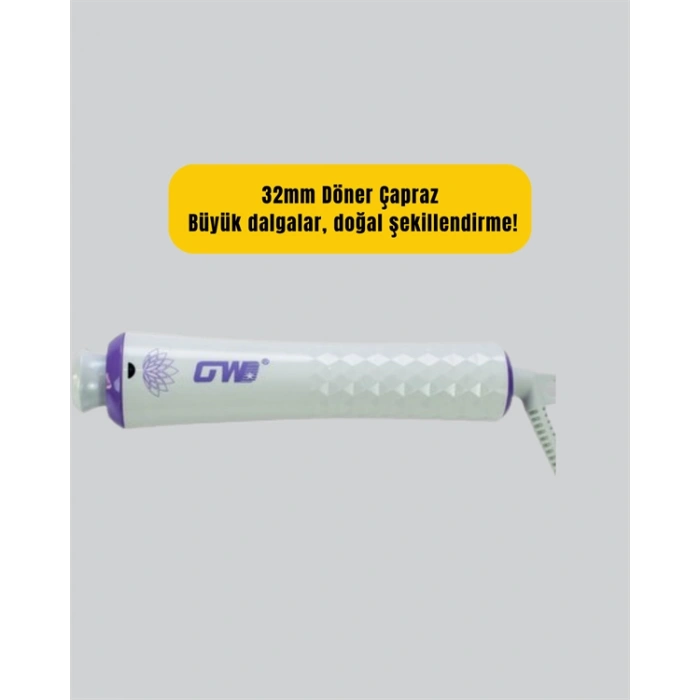 Gw 32mm Döner Başlıklı Saç Kıvırma Makinesi – Her An Her Yerde Profesyonel Şekillendirme