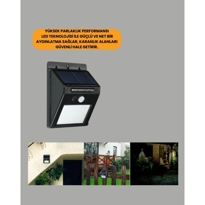 Hareket Sensörlü Güneş Enerjili Dış Mekan Led Lamba 100/144 Led