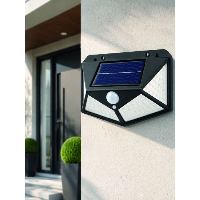 Hareket Sensörlü Güneş Enerjili Duvar Lambası Dış Mekan İçin Güçlü Led Aydınlatma