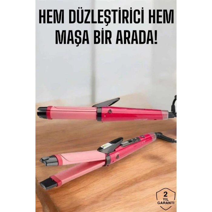 Hem Düzleştirici Hem Maşa Saç Şekillendirici