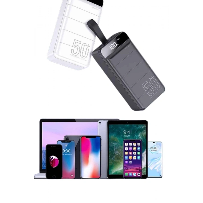 Hızlı Taşınabilir 50.000 Mah Powerbank Led Ekran Android Ve İos Uyumlu Yeni Nesil